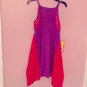 Cotton sequenced dress for girls of medium, size 10. Colors: pink and purple.